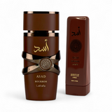 🖤 KIT MASCULINO – LATTAFA ASAD BOURBON 100ML + ISABELLE LÁ BELLE CREME CORPORAL 200ML