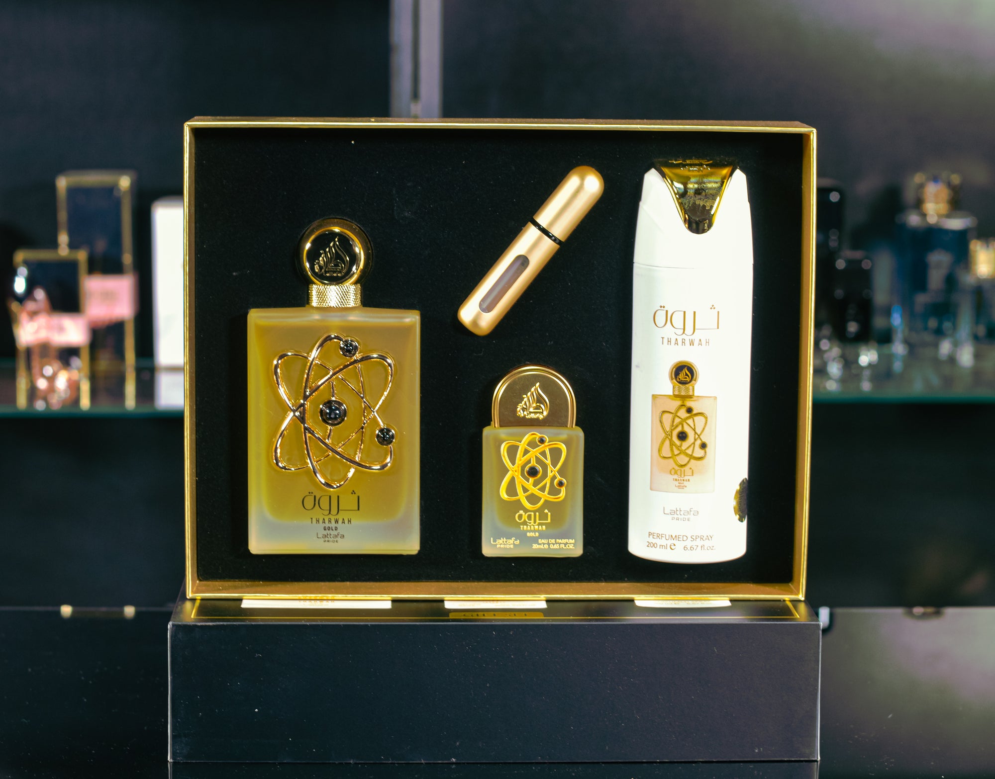 🟡 Perfume Unissex – Lattafa Tharwah Gold Gift Set