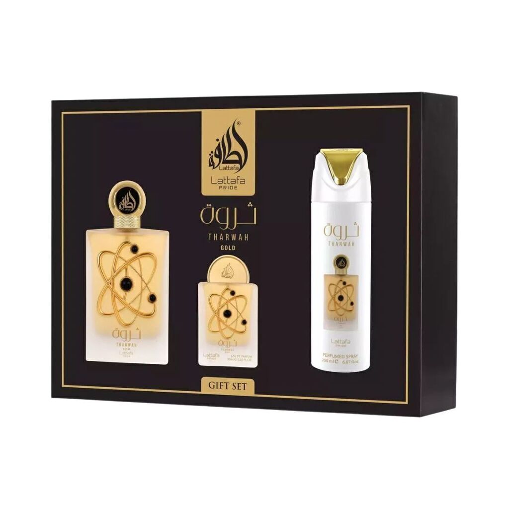 🟡 Perfume Unissex – Lattafa Tharwah Gold Gift Set