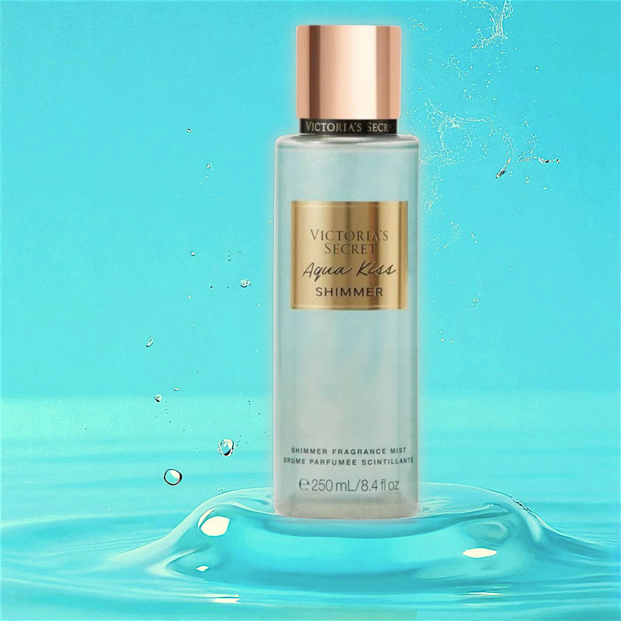 ✨ Body Splash Perfumado com Brilho Victoria’s Secret Aqua Kiss Shimmer – 250ml
