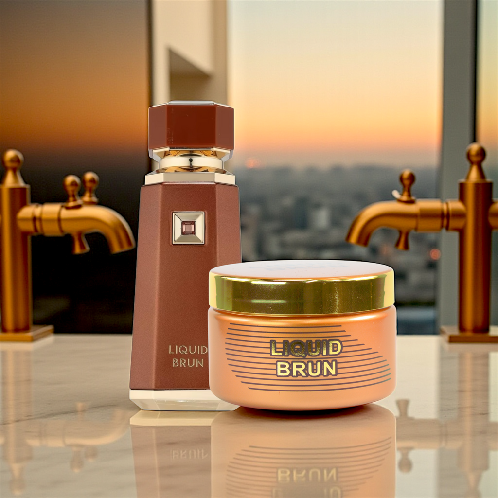 🤎 KIT MASCULINO – LATTAFA LIQUID BRUN 100ML + ISABELLE LÁ BELLE PASTA CORPORAL 200ML