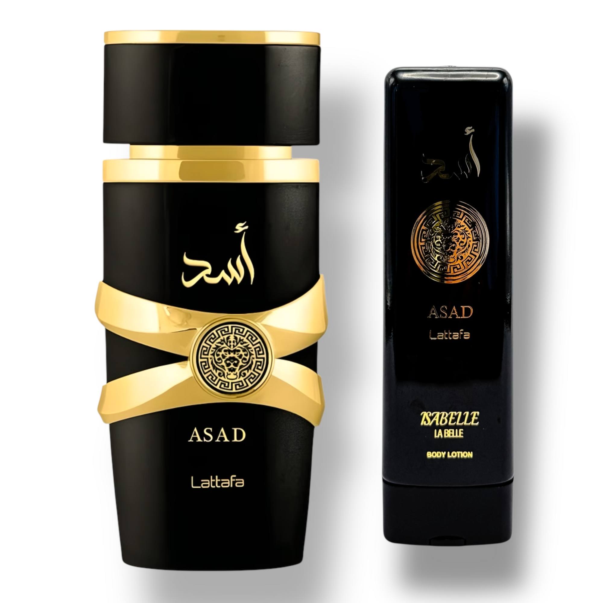 🖤 KIT MASCULINO – LATTAFA ASAD TRADICIONAL 100ML + ISABELLE LÁ BELLE CREME CORPORAL 200ML