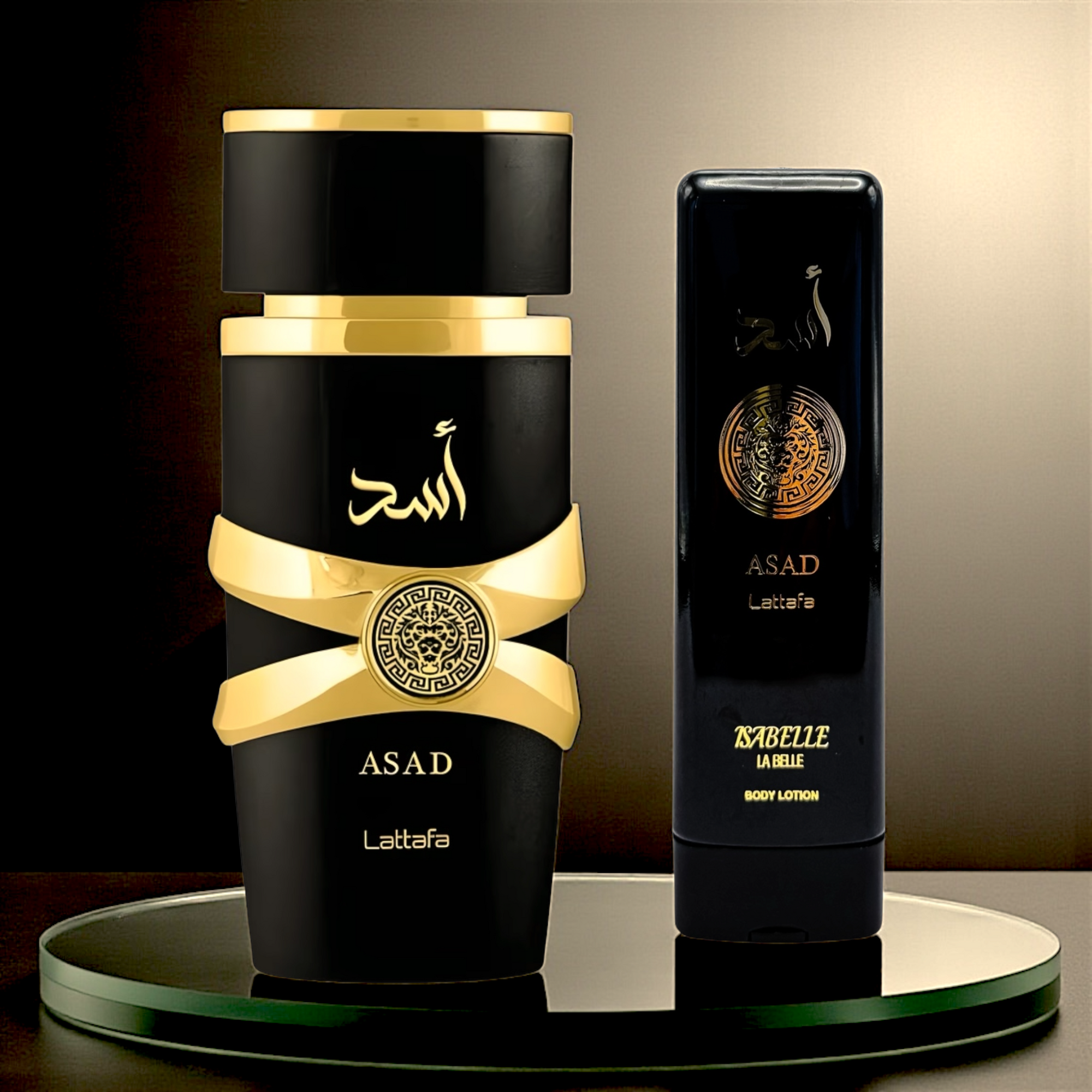 🖤 KIT MASCULINO – LATTAFA ASAD TRADICIONAL 100ML + ISABELLE LÁ BELLE CREME CORPORAL 200ML