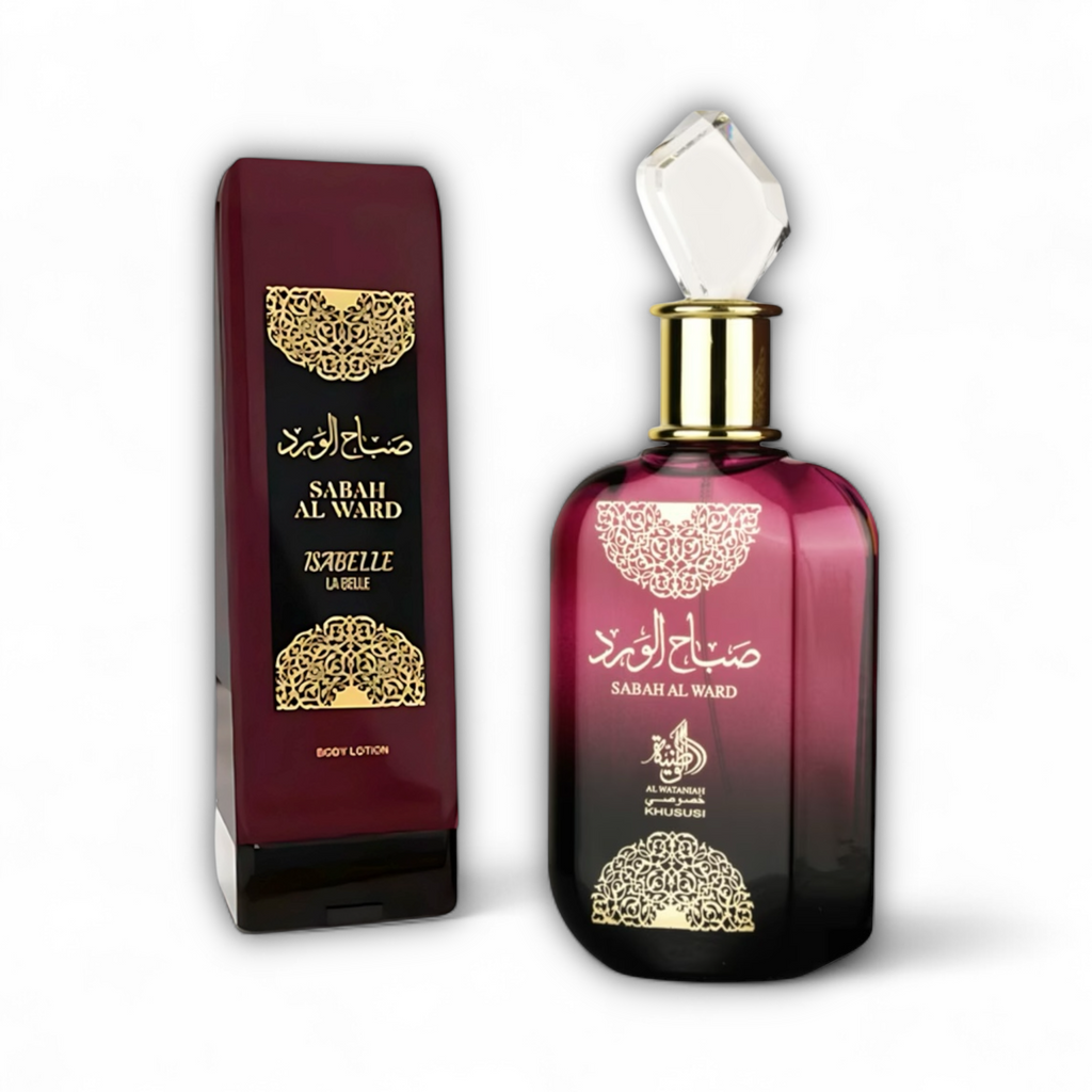 🌹 KIT FEMININO – AL WATANIAH SABAH AL WARD 100ML + ISABELLE LÁ BELLE CREME CORPORAL 200ML