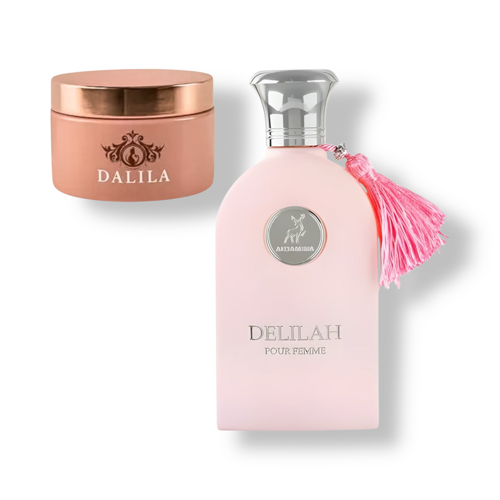 💖 KIT FEMININO – LATTAFA DELILAH 100ML + ISABELLE LÁ BELLE PASTA CORPORAL DALILA 200ML
