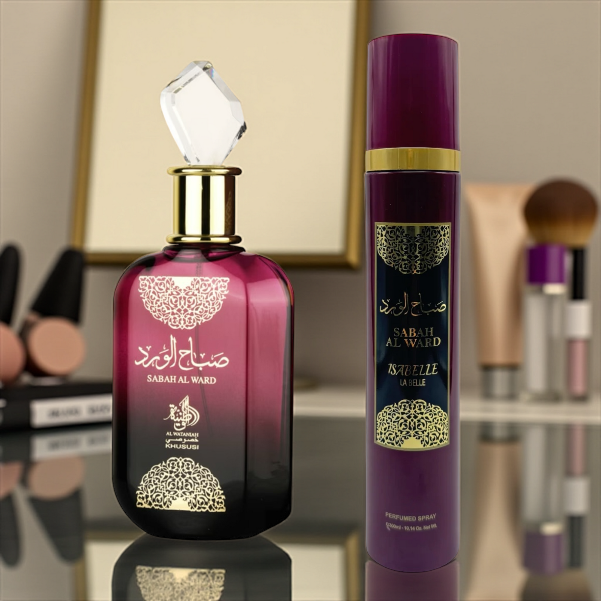 🌹 KIT FEMININO – AL WATANIAH SABAH AL WARD 100ML + SPRAY CORPORAL 300ML