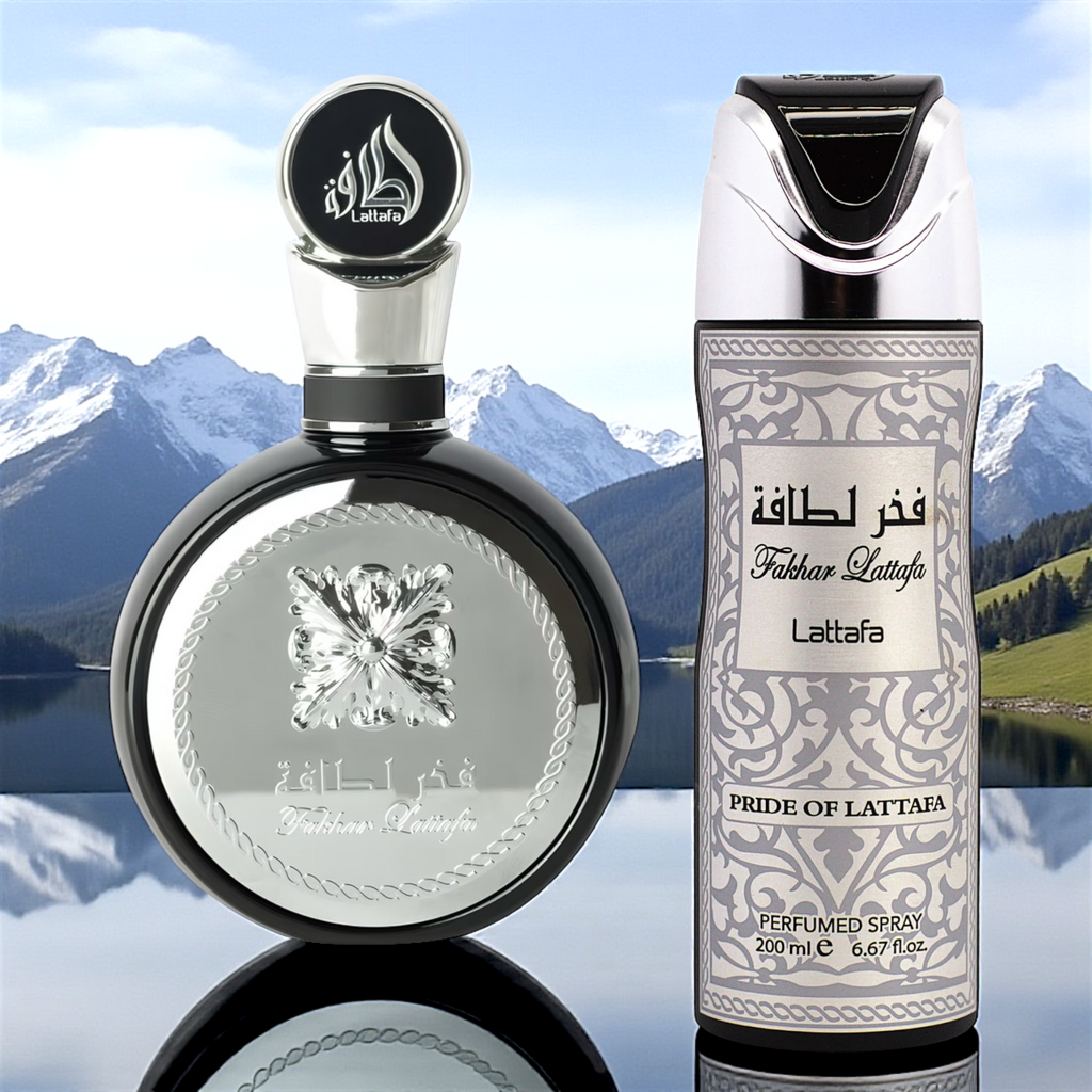 ⚫ KIT MASCULINO – FAKHAR BLACK 100ML + PERFUMED SPRAY CORPORAL 200ML